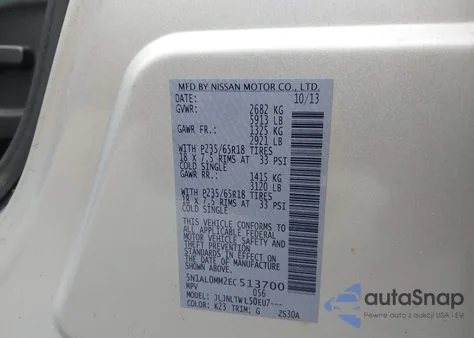 2014 Infiniti Qx60 z USA, uszkodzony, nr VIN 5N1AL0MM2EC513700